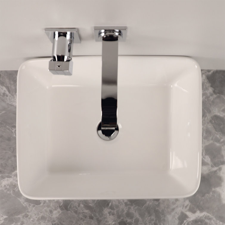 LACAVA 15.125'' White Porcelain Rectangular Vessel Bathroom Sink Wayfair
